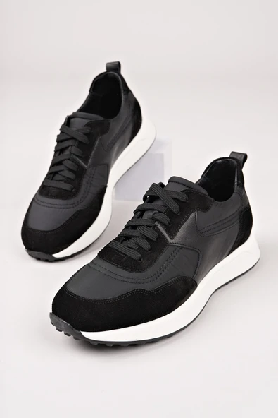 Muggo SVENSON Kalın Taban Bağcıklı Hakiki Deri Erkek Günlük Sneaker Spor Ayakkabı - 2