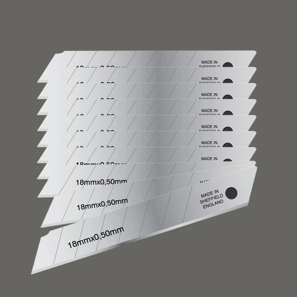 Maket Bıçağı Yedeği Ucu 0.50 mm Kalınlık x 18 mm Genişlik Bıçak Ucu Jiletİthal 10 Adet 8 Dilim - 4