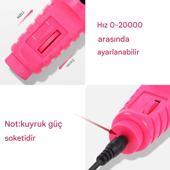 QASUL Manikür Pedikür Kalıcı Oje Ve Protez Tırnak Uygulamaları İçin Elektrikli Tırnak Törpüsü - 5