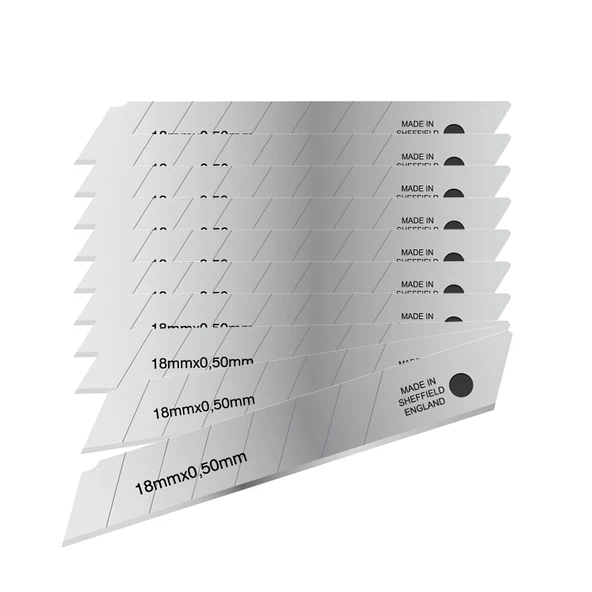 Maket Bıçağı Yedeği Ucu 0.50 mm Kalınlık x 18 mm Genişlik Bıçak Ucu Jiletİthal 10 Adet 8 Dilim - 3