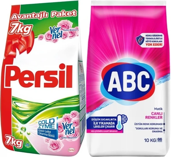 Persil Matik Toz Çamaşır Deterjanı 7KG Gülün Büyüsü (46 Yıkama) + 10KG Canlı/Renkler