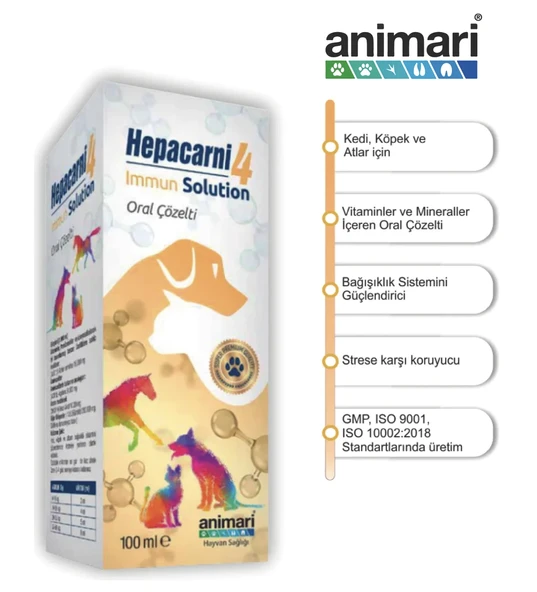 Hepacarni 4 Immun Solution Oral Çözelti 100 ml Kedi ve Köpekler İçin Vitamin