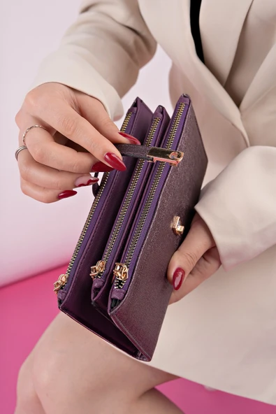 Muggo PERFECT Telefon ve Bozuk Para Bölmeli Zarf Model Kadın Cüzdan - 11