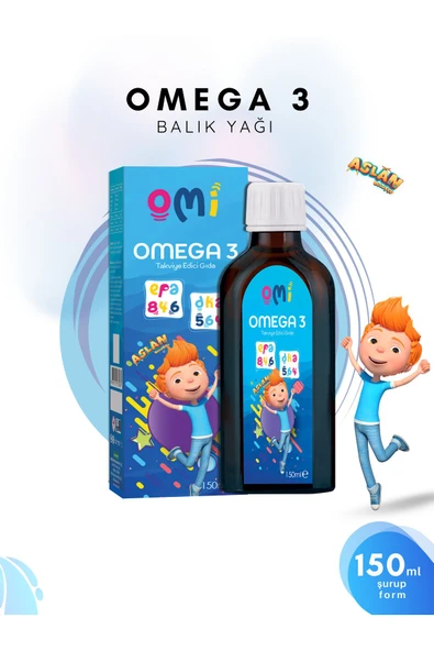 OMİ Omega-3 Çocuklar Için Balık Yağı 150 ml Şurup - Aslan Buluşçu Trt Çocuk Epa Dha - 1