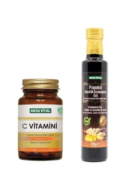 Aksu Vital Propolis Zencefil Ve Keçiboynuzu Özü 350 Gr.& C Vitamini 1250mg 60 Tablet
