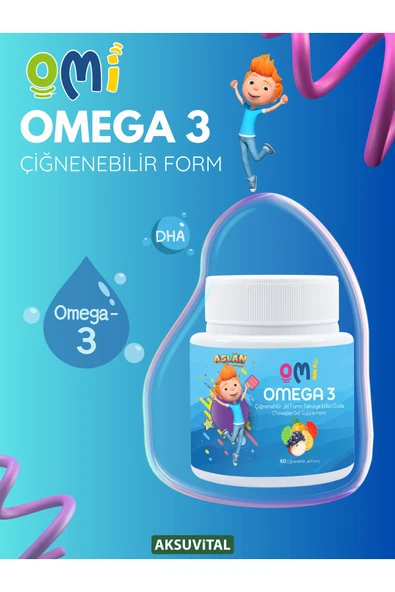 OMİ Omi Omega 3 Çiğnenebilir Jel Form 60 Gummies Yumuşak Şeker - Aslan Buluşçu Trt Çocuk - 2