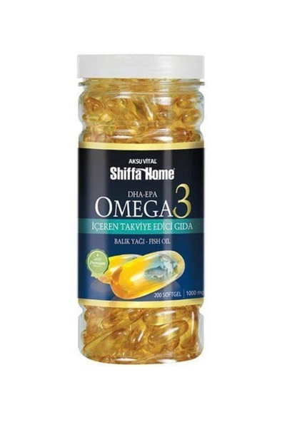 Shiffa Home Omega 3 Balık Yağı Dha Epa Soft 1000 Mg 200 Softjel Kapsül