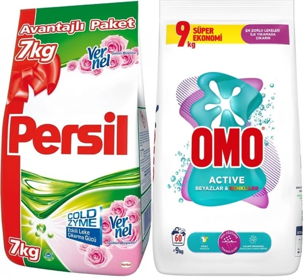 Persil Matik Toz Çamaşır Deterjanı 7KG Gülün Büyüsü (46 Yıkama) + 9KG Beyaz ve Renkliler