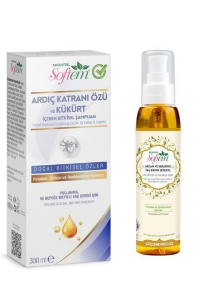 Shiffa Home Ardıç Katranı Ve Kükürt Içeren Şampuan 300 ml. + Argan Ve Keratinli Saç Bakım Serumu 125 ml.