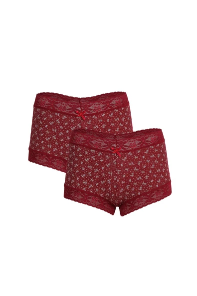 Kadın Pamuklu 2li Boxer Bordo 40266