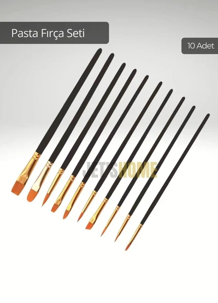 10’lu Set Pasta Hazırlama Fırçası Yağlı Boya Fırçası Sulu Boya Fırçası Yüz Boyası Fırça El İşi Fırça - 3