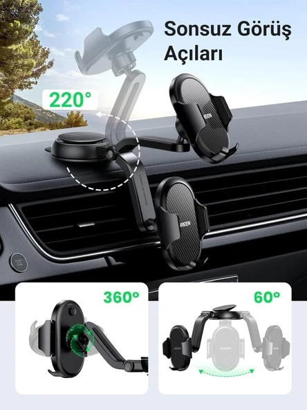 UGREEN Araç Telefonu Tutacağı Vantuz Pano Tutacağı iPhone 15 Pro Max Plus 14 13 Galaxy F34 S23 Ultra Huawei Mate 60 Pro Redmi K60 Ultra vesaire ile Uyumlu Teşhir - 5
