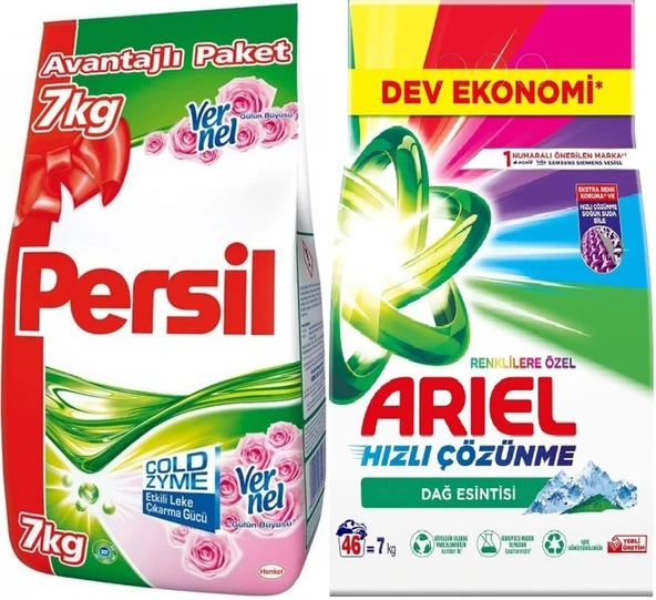 Persil Matik Toz Çamaşır Deterjanı 7KG Gülün Büyüsü (46 Yıkama) + 7KG Renklilere Özel / Dağ Esintisi