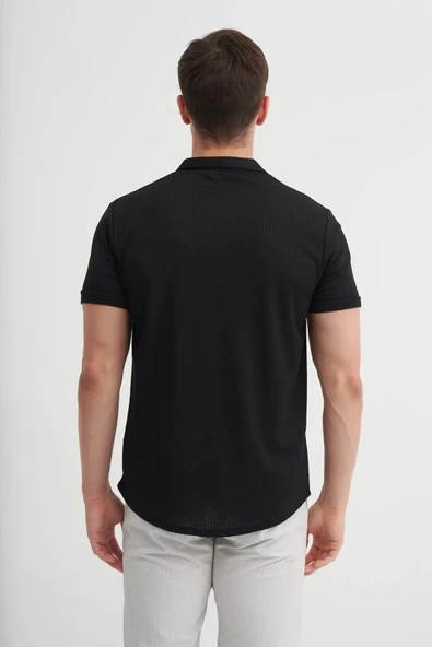 Cazador Regular Fit Örme Zigzag Dokulu Kısa Kol Gömlek - 2