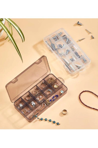 Flora 12 Bölmeli Kapaklı Takı Toka Organizeri, Yüzük Kolye Küpe Makyaj Vida İlaç Düzenleyici Kutu 2 Adet - 3