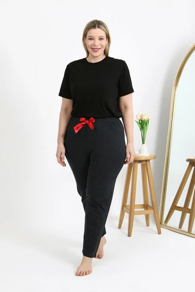 Kadın Pamuklu Büyük Beden Alt Pijama 27557 Siyah