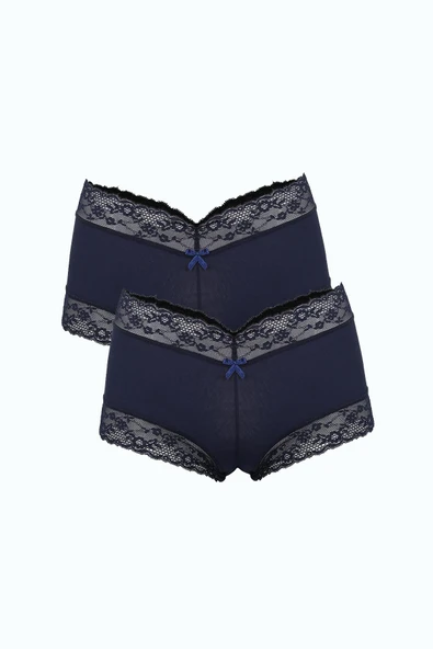 Kadın Pamuklu 2li Boxer Lacivert 40278