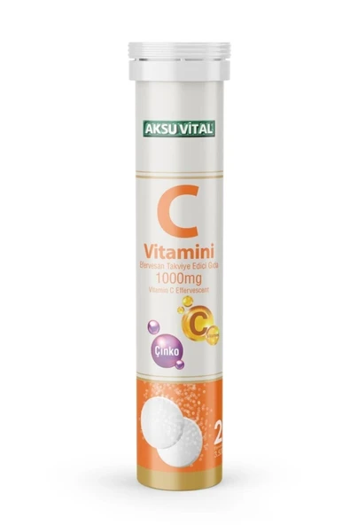 Aksu Vital C Vitamini Çinko 1000mg 20 Efervesan Tablet
