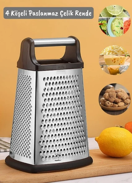 Paslanmaz Çelik Rende Silikon Tabanlı 4 Taraflı Rende  İnox 22 cm - 2