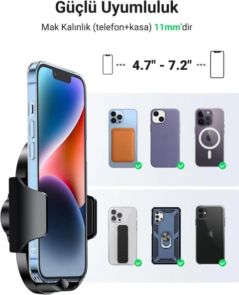 UGREEN Araç Telefonu Tutacağı Vantuz Pano Tutacağı iPhone 15 Pro Max Plus 14 13 Galaxy F34 S23 Ultra Huawei Mate 60 Pro Redmi K60 Ultra vesaire ile Uyumlu Teşhir - 3