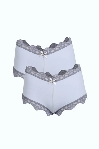 Kadın Pamuklu 2li Boxer Mavi 40277