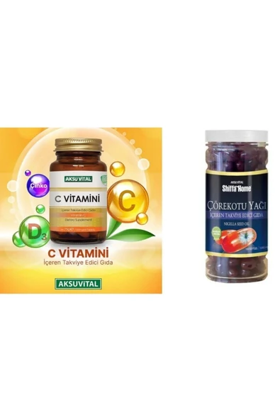 Aksu Vital C Vitamini 1250 Mg 60 Tablet & Çörek Otu Yağı Softjel 1000 Mg 100 Adet