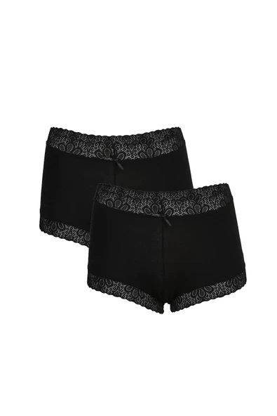 Kadın Pamuklu 2li Boxer Siyah 40265