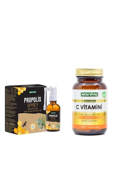 Aksu Vital Propolisli Boğaz Spreyi 20ml + Cvitamini 60 Tablet