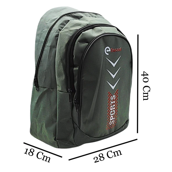 Gen-Of 3 Bölmeli Sport Okul Sırt Çantası Gri Kırmızı Noktalı KOD:701 - 2