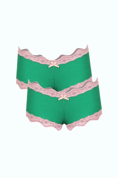 Kadın Pamuklu 2li Boxer Fıstık Yeşili 40277