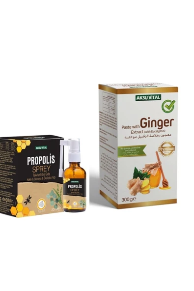 Aksu Vital Propolisli Boğaz Spreyi 20ml Kekik Ekinezya Okaliptus Ilaveli+zencefil Ekstraktlı Macun 300 Gr