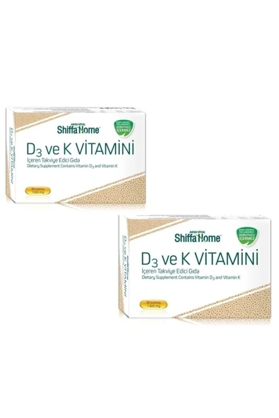 Shiffa Home D3 ve K Vitamini Softjel 30 Kapsul 2 Adet