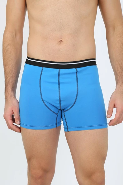 Erkek Pamuk Likralı Boxer Mavi 40133