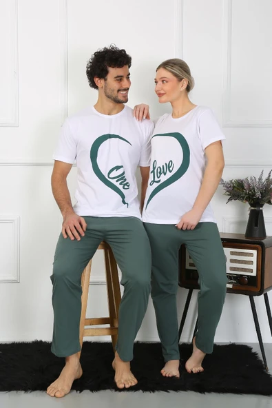 Kadın Pamuk Penye Sevgili Kombini Pijama Takımı Beyaz 50127 Tek Takım Fiyatıdır