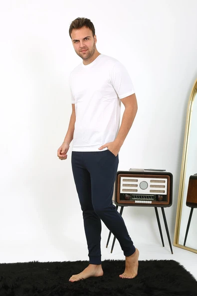 Erkek Pamuk Tek Alt Pijama Lacivert 27551