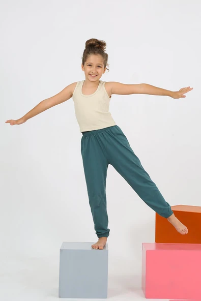 Kız Çocuk Sıfır Kol Ten Rengi Penye Pijama Takım 20433