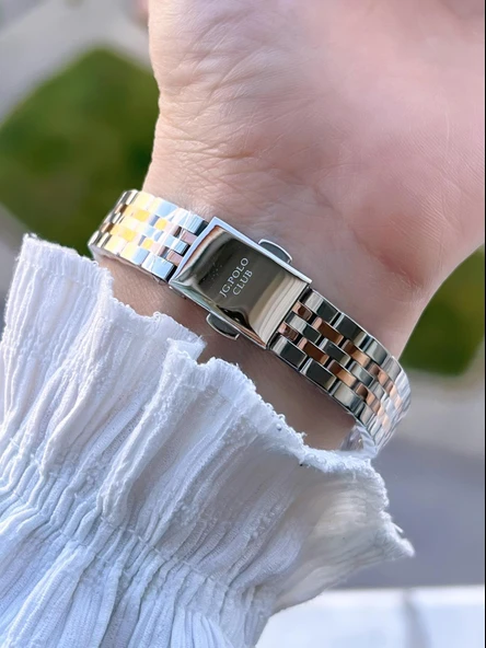 Jg.Polo Club Çelik Kasa & Kordon Kararma Ve Renk Atma Yapmaz Kadın Kol Saati+Bileklik JG04288.2 - Resim 3