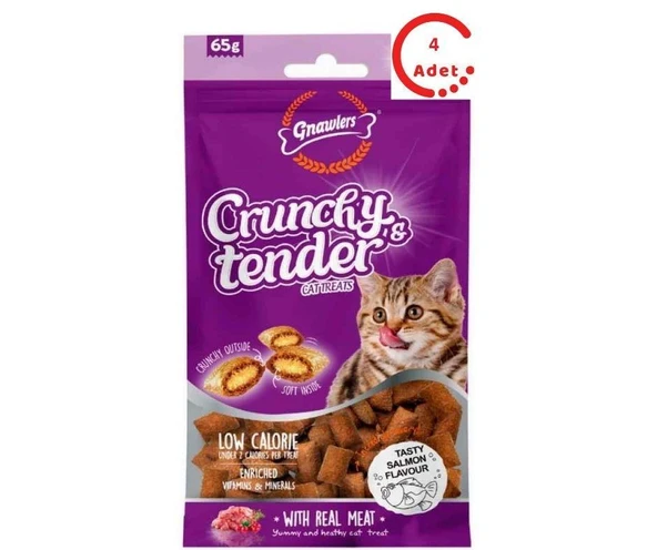 Gnawlers Crunch Somonlu Kedi Ödülü 65 GR x 4 Adet