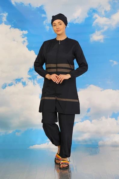 Kadın Tam Tesettür Mayo Lacivert 31061 - Resim 2