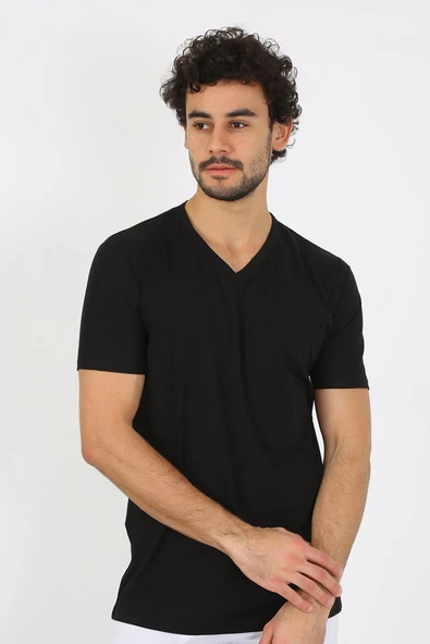 Erkek V Yaka Siyah Penye Atlet 6560
