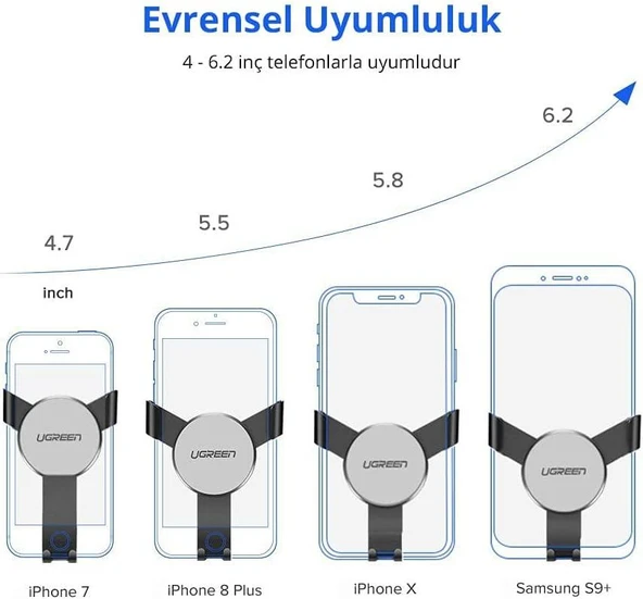 Ugreen Mekanik Araç İçi Telefon Tutucu Siyah Teşhir - 5