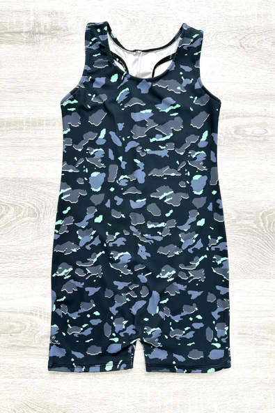 Kız Çocuk Yüzücü Şortlu Tek Parça Tulum Mayo Takımı 5-16 Yaş 12231 - Resim 10