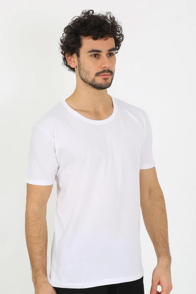 Erkek Açık Yaka Beyaz Penye Atlet 6565