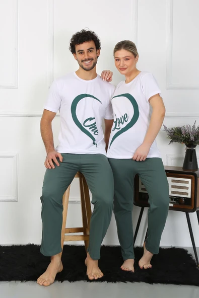 Erkek Pamuk Penye Sevgili Kombini Pijama Takımı Beyaz 50127 Tek Takım Fiyatıdır