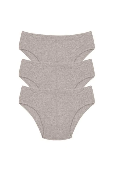 Erkek Pamuk 3lü Gri Slip 40129