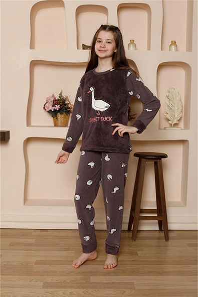 Kız Çocuk WelSoft Polar Mürdüm Pijama Takımı 20525