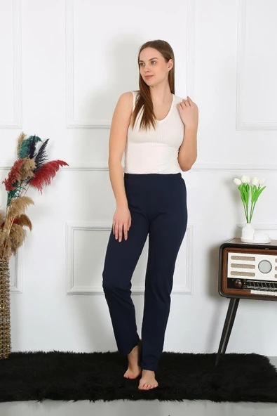 Kadın Pamuk Penye Tek Alt Pijama Lacivert 27514