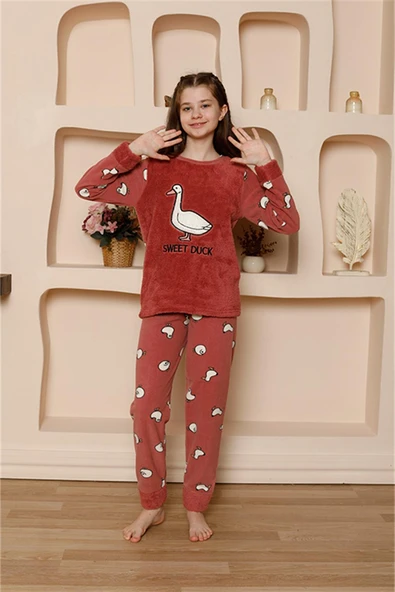 Kız Çocuk WelSoft Polar Vizon Pijama Takımı 20525