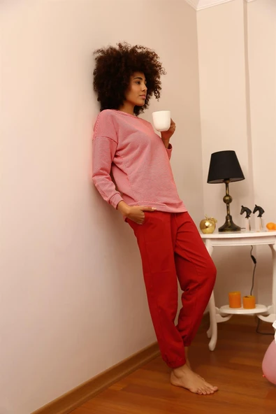 Kadın Uzun Kol 3 İplik Penye Pijama Takım 4184
