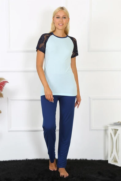Kadın Kolu Dantelli Penye Pijama Takım 4148